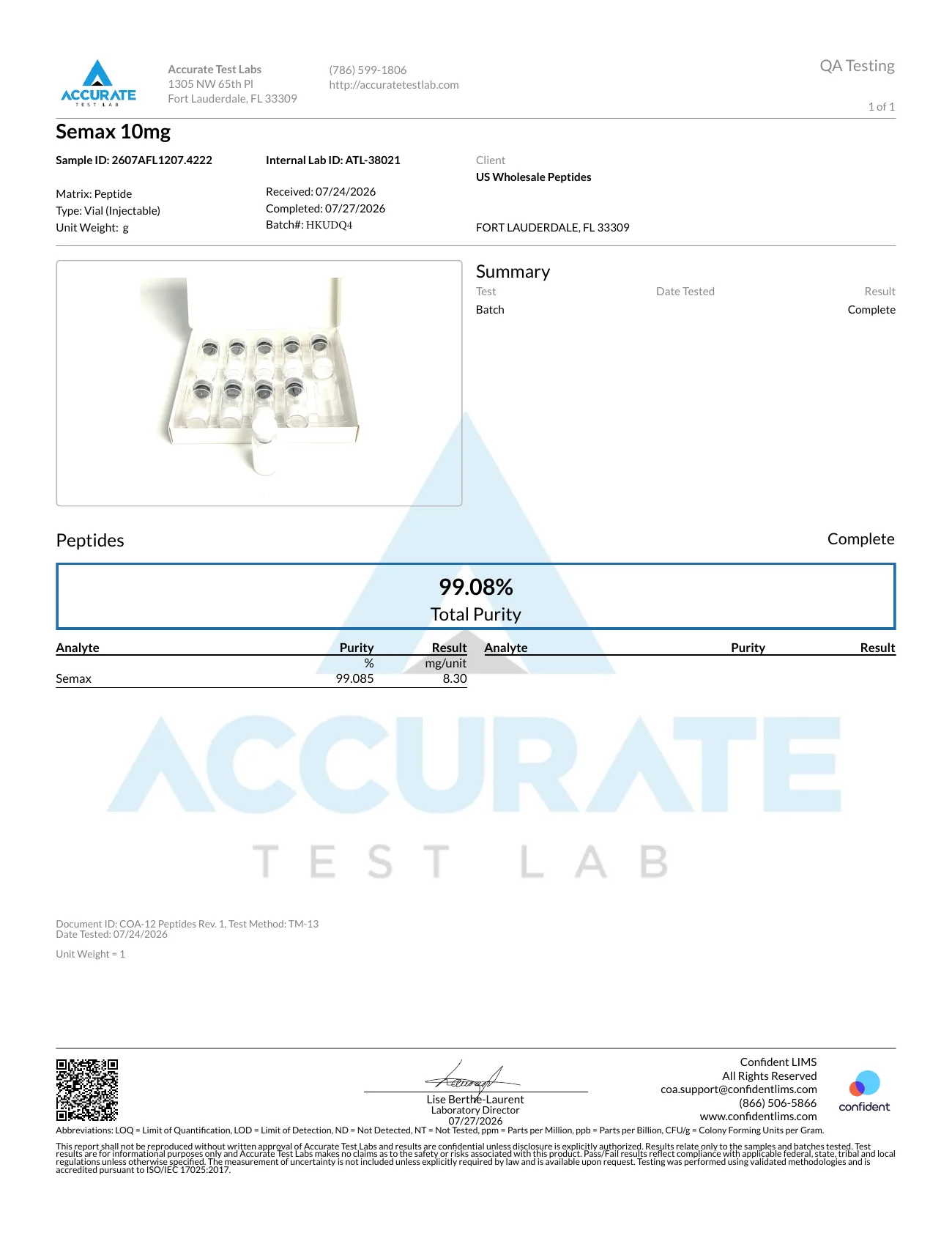 Certificate of Analysis